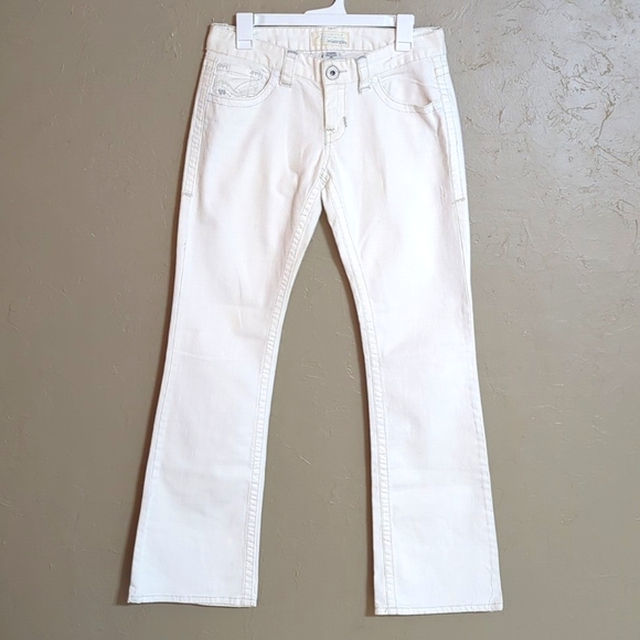 White Low Rise Flare Jeans 5/6 - Picture 2 of 8